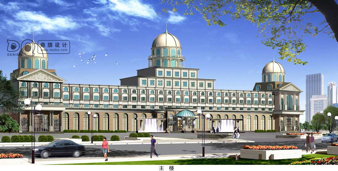 山东江北水成国际会议中心五星级酒店外观设计,步行街景观设计,商业景观设计,园林景观设计